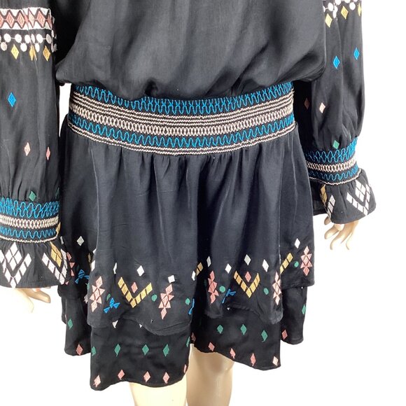 SugarLips Dress Size Medium Boho Off-The-Shoulder Embroidered Long Sleeves - Picture 7 of 8